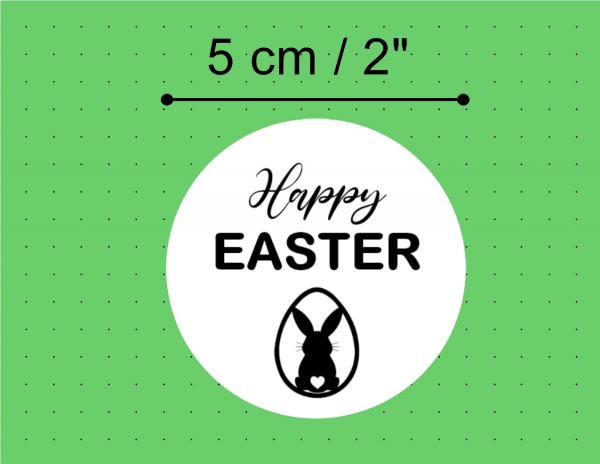Sticker Aufkleber Happy EASTER, Ostern Hase, schwarz weiß 5 cm